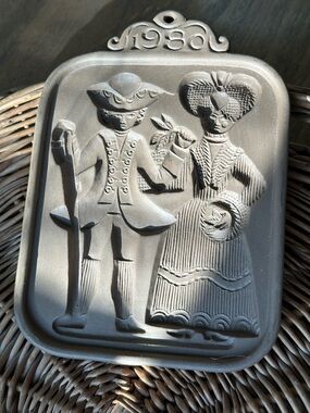 Vintage Style Clay Unbranded Springerle Cookie Mold Colonial Couple Wall Decor